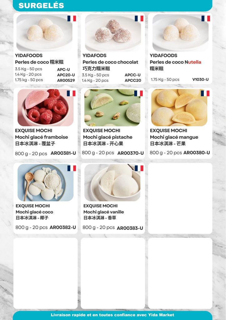 Produits surgelés variés mochi