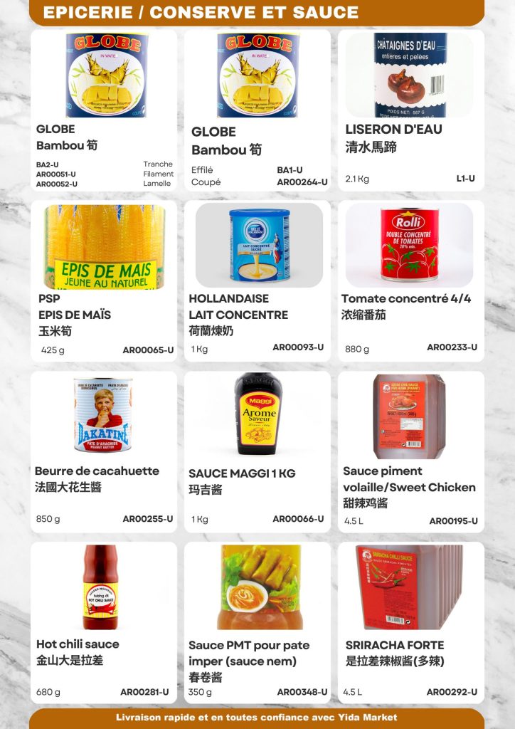 Produits d'épicerie en conserve