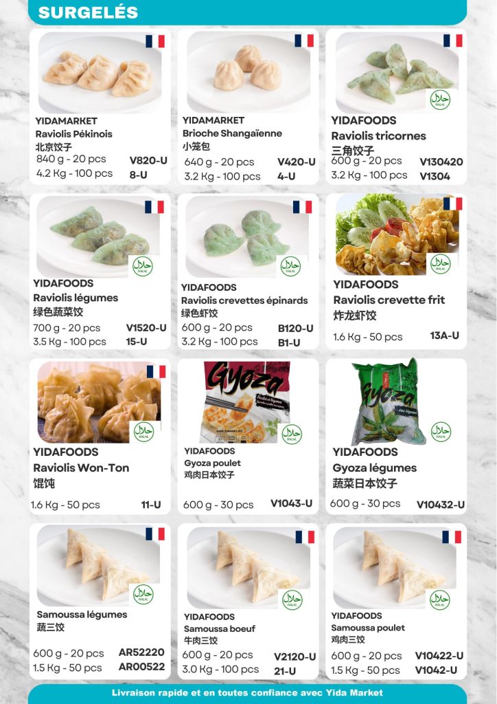 Produits surgelés variés culinaires