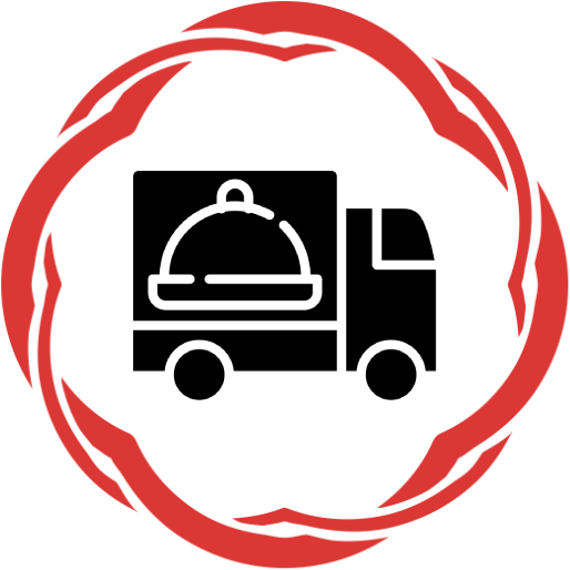 Logo rouge circulaire stylisé