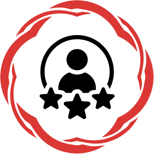 Logo circulaire rouge stylisé